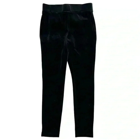 {LOFT} Black Velvet Skinny Stretch Elastic Waist Stretch Pull On Pants - Picture 1 of 3